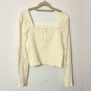 Bohme Cream Smocked Long Sleeve Top